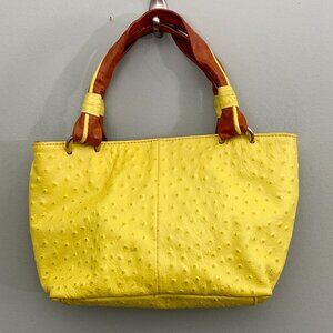 Cecconi Piero Textured Leather Purse Handbag Tote Yellow Italy Preppy Colorful